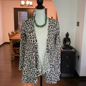 Cross cross leopard cardigan sweater S